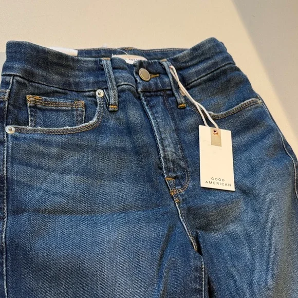 🆕 Good American Good Legs Dark Blue Straight Leg Jeans, Size 00-24